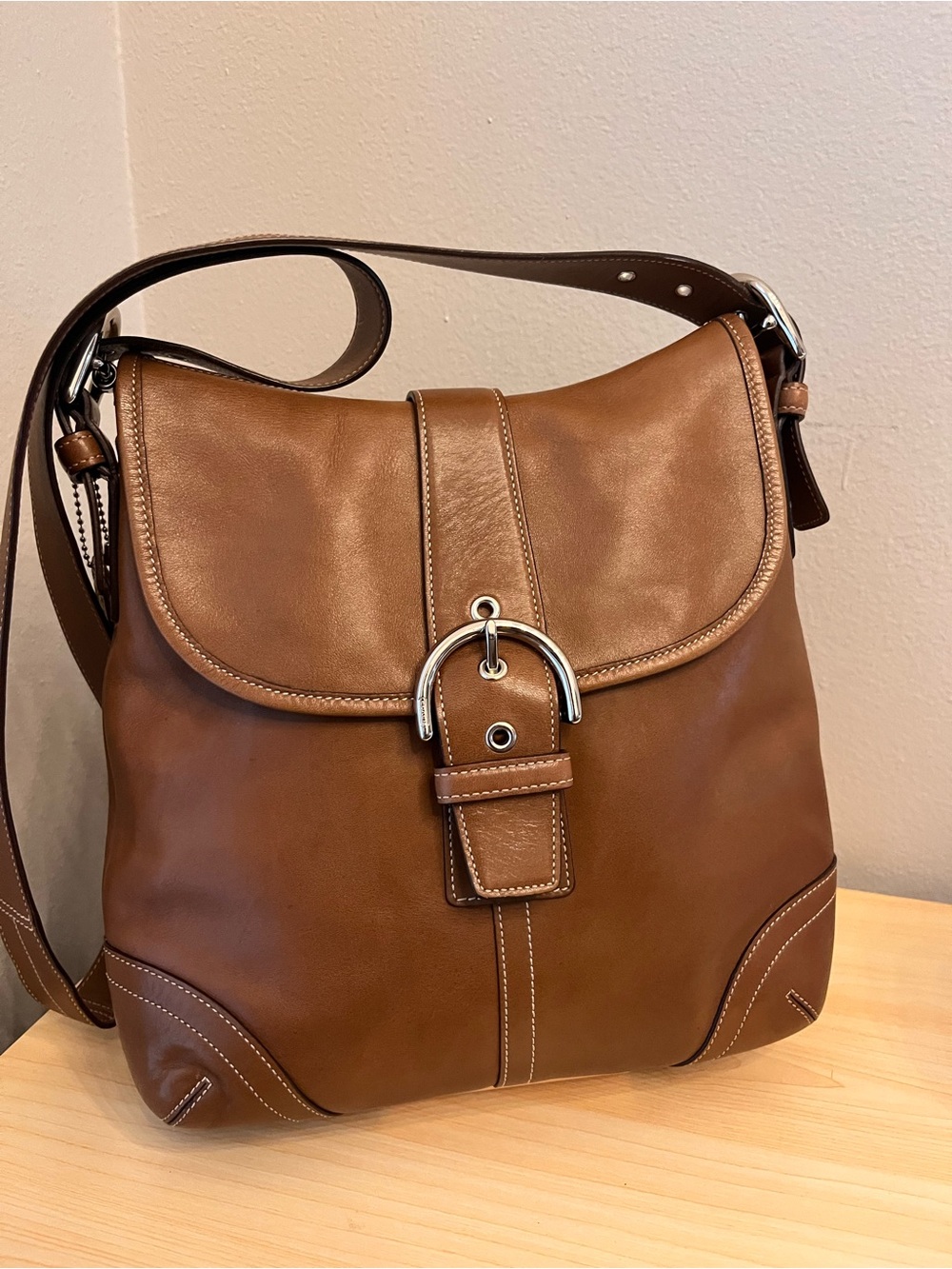 Coach Vintage Soho Tan Leather Shoulder Convertible Crossbody Bag F3S-9480